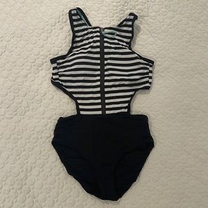 WAVE LIFE women XS One piece high waist panty swim front zipper built in bra